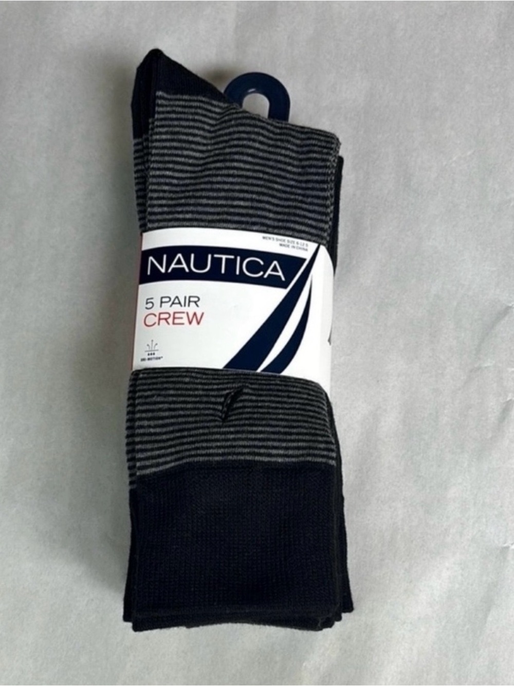 New Nautica Socks Men’s 5 Pair Black Crew Sock Business Casual Dress Activewear